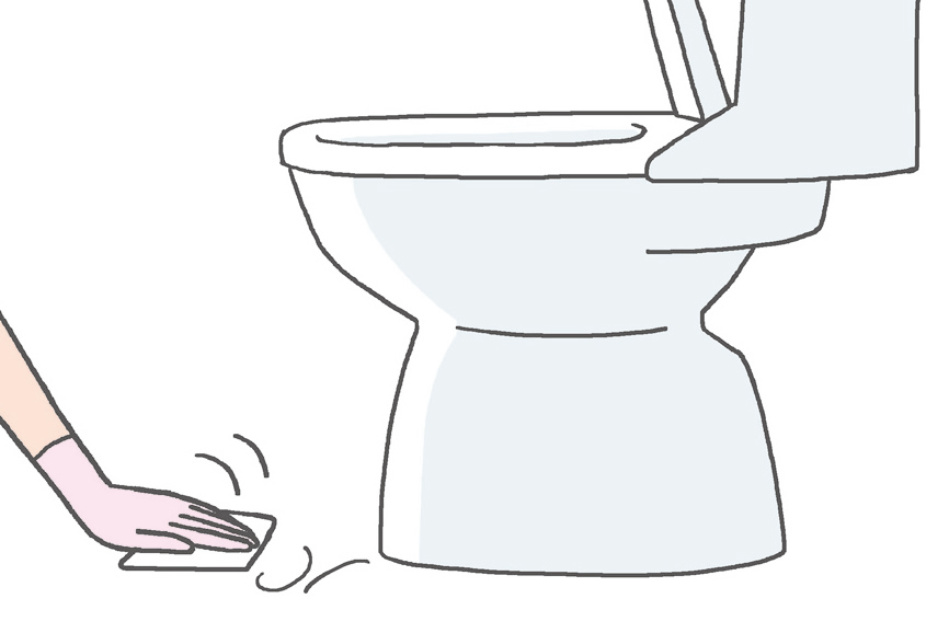【床】　ホコリや髪の毛は「トイレクイックル」などのトイレ用掃除シートで拭き掃除