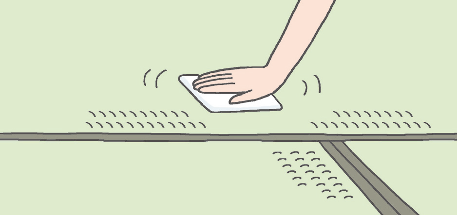 【畳】　畳表面の汚れには、お湯や酢水を使うのが効果的
